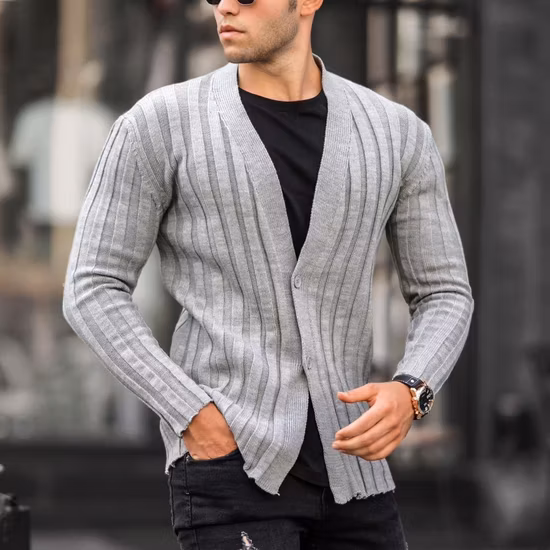 Mens Winter Plus Size Solid Color Sweater Coat Cardigan