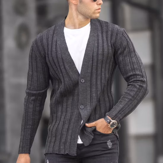 Cardigan cappotto maglione tinta unita invernale da uomo taglie forti