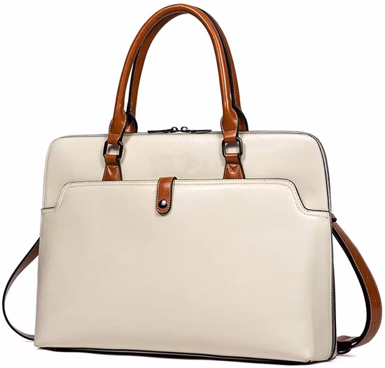 Borsa a tracolla da donna per laptop da 15,6 pollici in pelle PU sottile con valigetta da lavoro di grande capacità