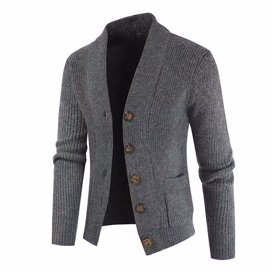 Cardigan maglione da uomo in tinta unita lavorato a maglia taglie forti autunno