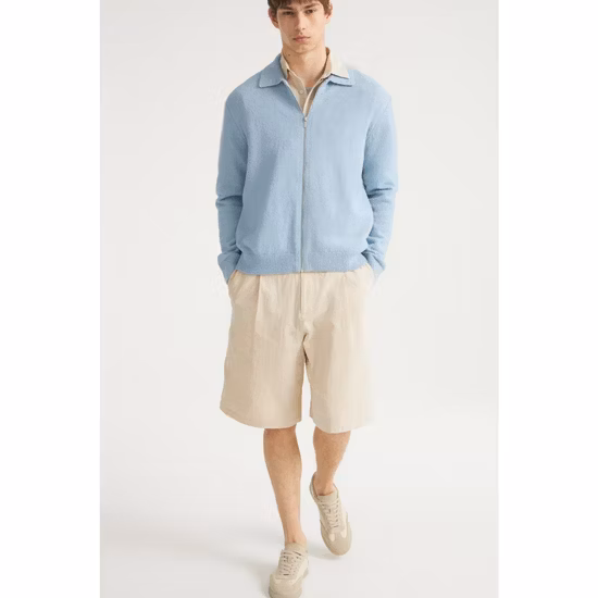 Cardigan con zip rosso a coste a rombi da uomo Ttn Wholesale
